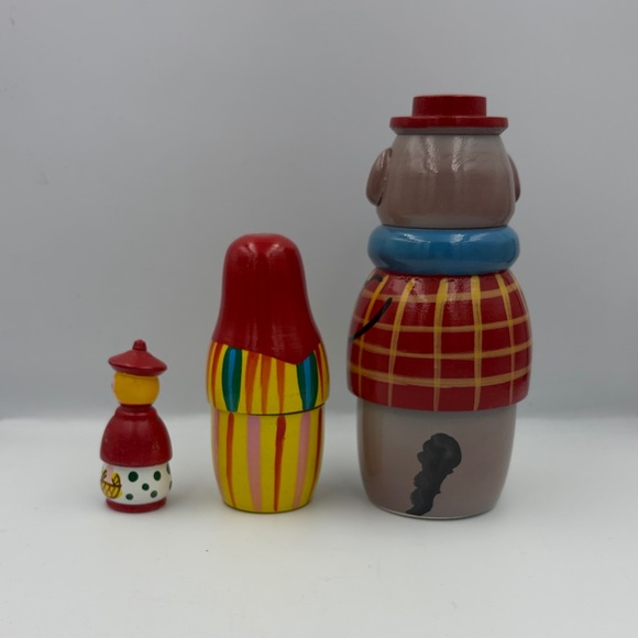Colorful Red Riding Hood Nesting Doll Set - Picture 2 of 4
